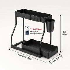 Heavy Duty Under Sink Sliding Organizer – Multi-Purpose 2-Tier Storage Rack for Cleaning Products & Essentials