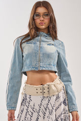 AFTER HOURS DENIM MOTO IN LIGHT BLUE