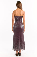 Arizona Hibiscus Wine Sequin Maxi Dress