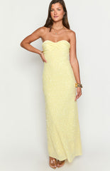 Ashley Yellow Sequin Strapless Maxi Dress