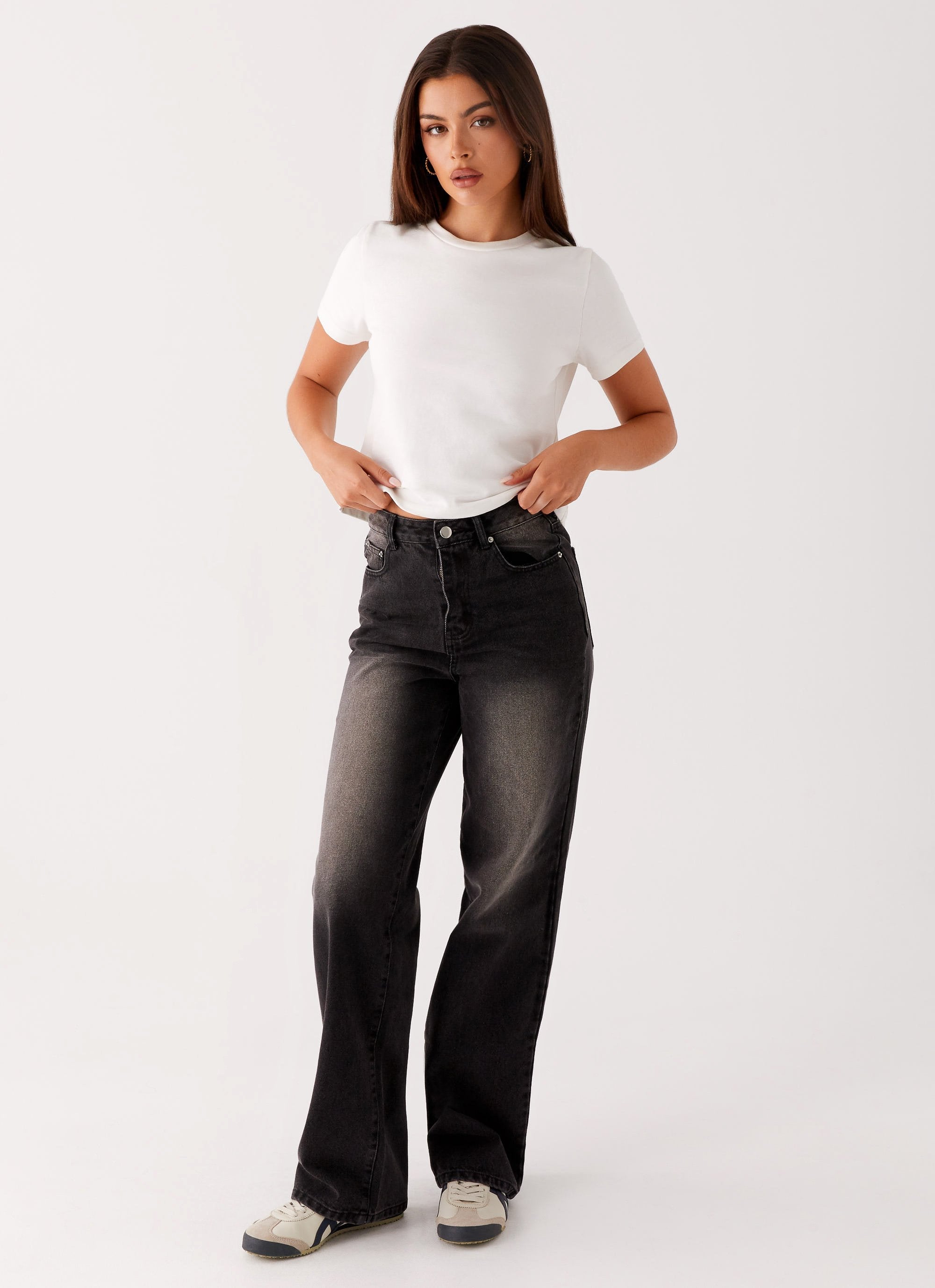 Back Again Straight Leg Denim Jeans - Charcoal Wash