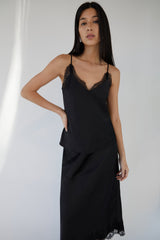 LACE TRIM SATIN CAMISOLE TANK