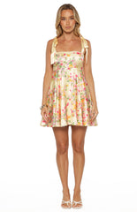 Brilliana Yellow Bloom mini Dress