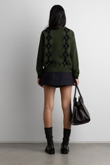 ARGYLE BUTTON FRONT CARDIGAN