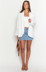 Cassy White Linen Blend Blazer