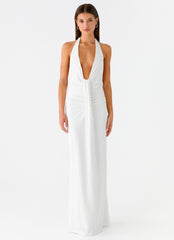 Cheyenne Halter Neck Maxi Dress - Ivory
