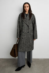 OVERSIZED WOOL-BLEND DOUBLE-BREASTED COAT
