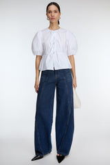 DARK WASH SEAM PANEL JEANS
