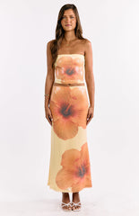 Denzel Yellow Floral Sequin Maxi Skirt