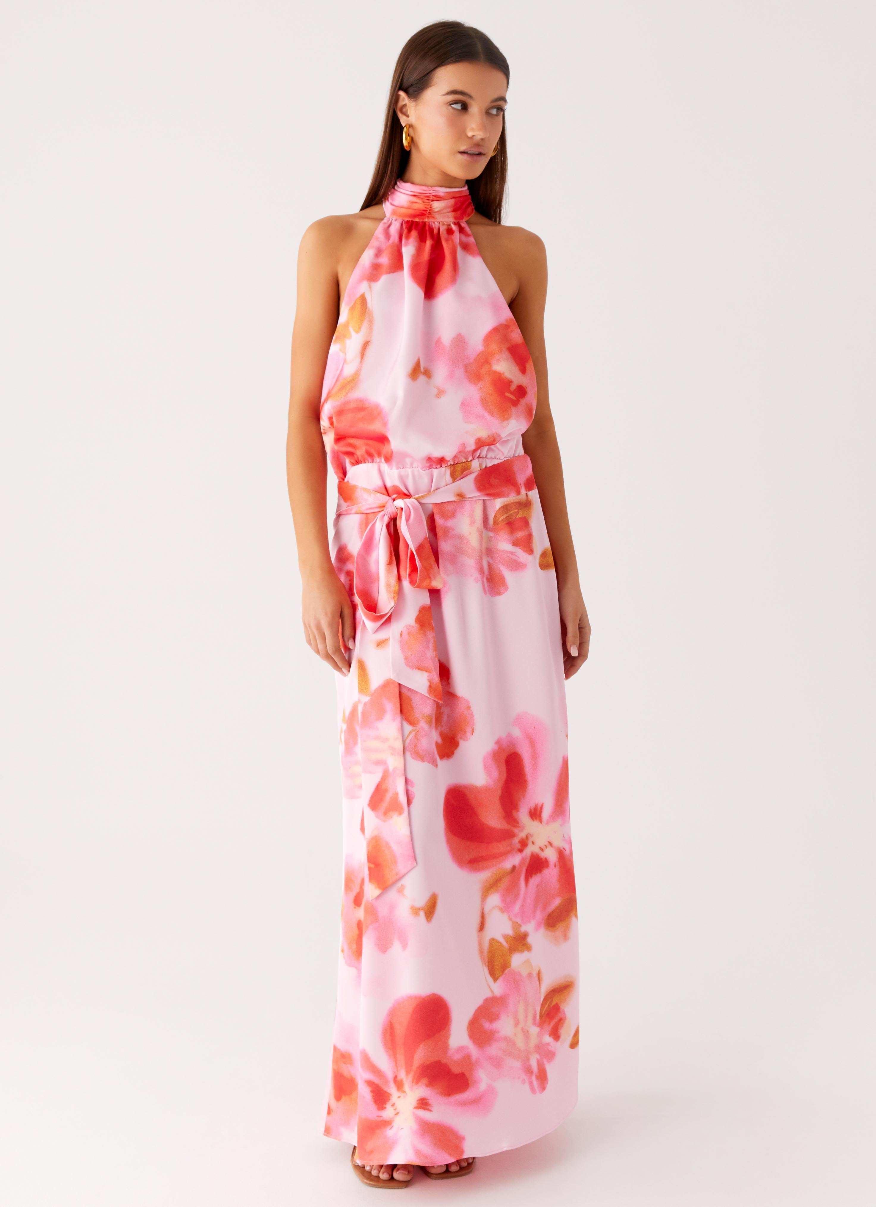 Diablo Backless Maxi Dress - Blushing Blossom