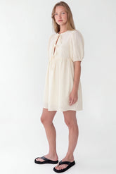 TIE-FRONT BABYDOLL MINI DRESS