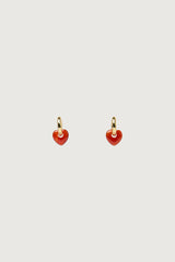 RED AGATE HEART PENDANT HOOP EARRINGS