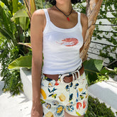 Cartoon Print O-Neck Crop Top