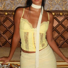 Lace Patchwork Bustier Crop Top