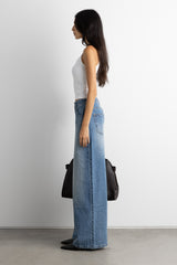 CREASED EFFECT WIDE LEG JEAN