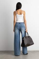 CREASED EFFECT WIDE LEG JEAN