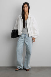 NYLON BUTTON FRONT BALLOON HEM JACKET