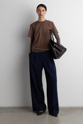 STRIPED ELASTICATED WAIST STRAIGHT LEG PANT