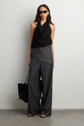 WIDE LEG WRAP FRONT PINSTRIPE PANT SET