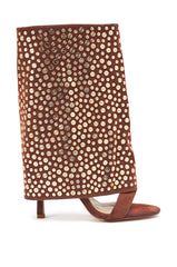 AKIRA GOLD RAYSSA BURNT ORANGE GOLD HARDWARE EMBELLISHED STILETTO SANDAL