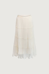 SHEER LACE TIERED MAXI SKIRT