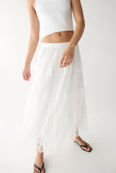 TIERED RUFFLE MAXI SKIRT