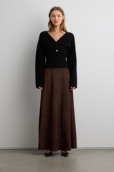 SUEDE EFFECT MIDI SKIRT