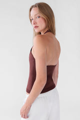KNIT HALTER BUTTON FRONT TANK
