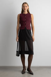 SLEEVELESS KNIT VEST WITH BUTTONS