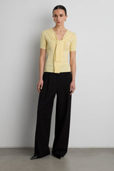 SHORT SLEEVE SWEATER WITH TIED FRONT EFFECT
