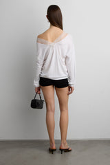 LACE TRIM V-NECK SLOUCHY TOP