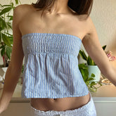 Gingham Smocked Bow Crop Top