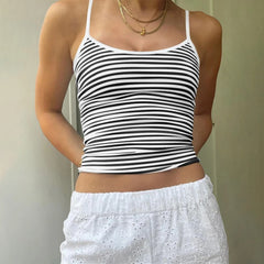 Solid Striped Slim Crop Top