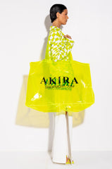 AKIRA PVC XXL SHOPPING BAG IN NEON YELLOW