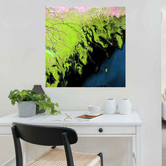 36x36 inch Volga Delta Satellite Decal Installed Above Desk