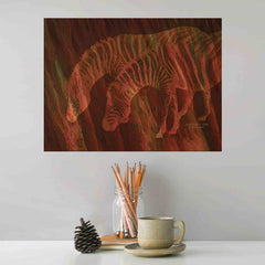 18x24 inch Moods Of Africa Zebras Decal Installed Above Desk