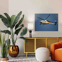 27x36 LAFD Fire Copter 19 Poster Displayed Above Console Table
