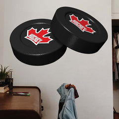 29x48 inch Dual Puck Decal Installed by Desk