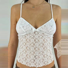 Fairy Floral Lace Mesh V Neck Crop Top