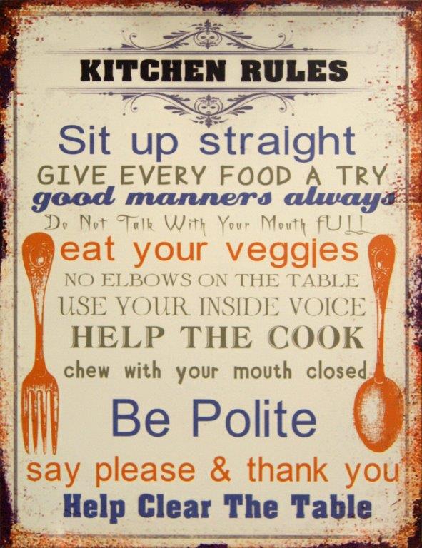 Kitchen Rules Metal Sign 10"x13"