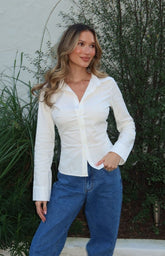 Helen White Fitted Long Sleeve Shirt