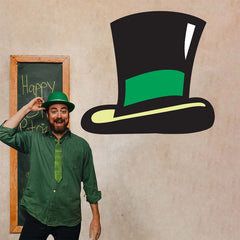 44x48 inch Leprechaun Hat Decal Installed Next to Irishman