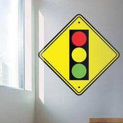 48 inch Stop Light Ahead Sign Wall Decal Installed by Window