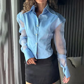 Summer See-Through Slim Blouse