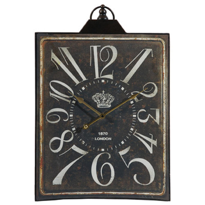 Vintage Style Black and White Iron Wall Clock | 16"x25"