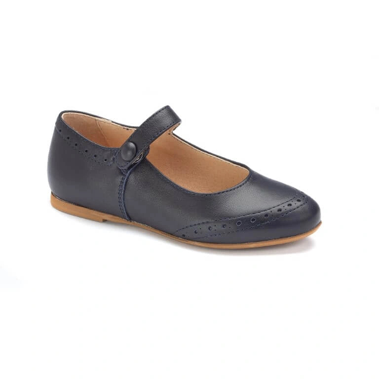 11402 - Navy Leather Girls Mary Jane