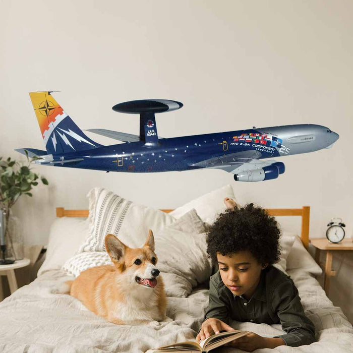 72 inch AWACS Radar Plane Wall Decal Installed in Boys Room