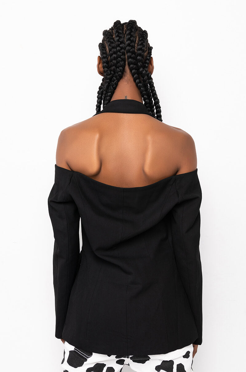 90S PINSTRIPE HALTER BLAZER