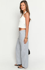 Amity Navy Stripe Mid Rise Straight Leg Jeans
