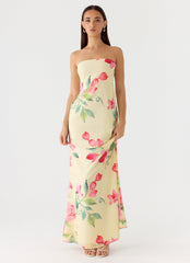 Bronte Strapless Maxi Dress - Lemon Soleil